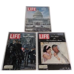 Set of 3 1960s Life Magazines: 1965 1967 Astronaut Funeral, Lyndon B Johnson